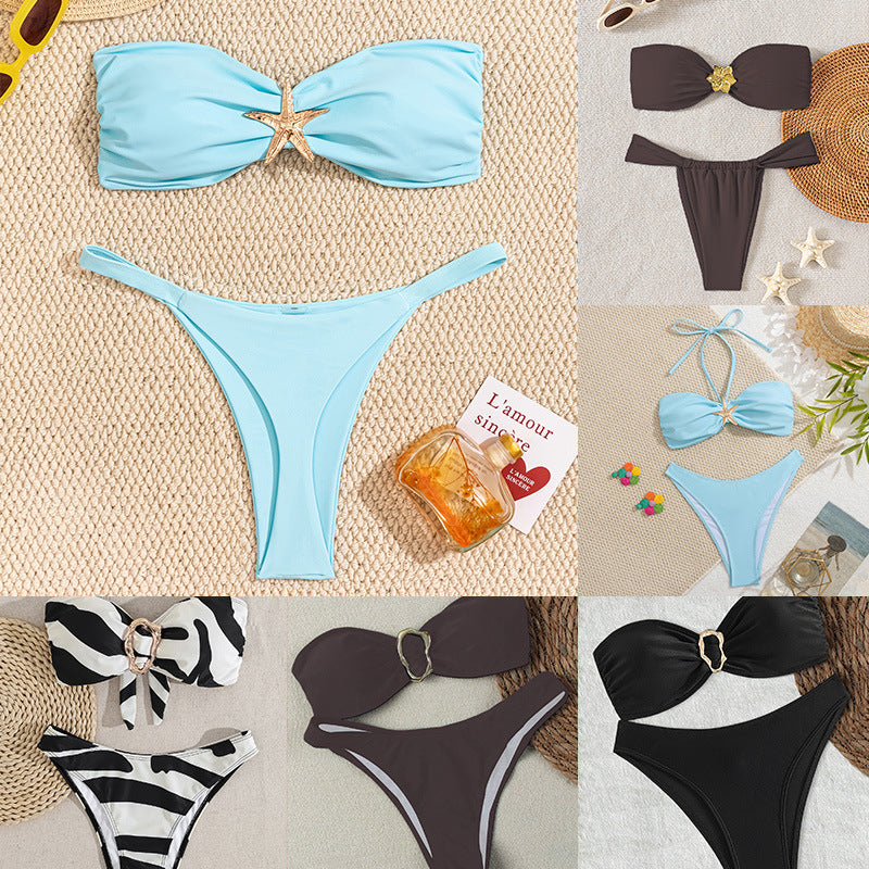 Dame Bandeau-Bikini med elegant lukning og moderne design Skovae