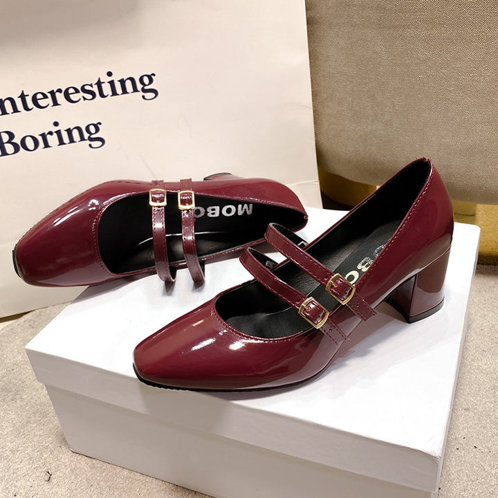Femme Blokhæl Mary Jane Pumps med dobbelt rem Design Stilla