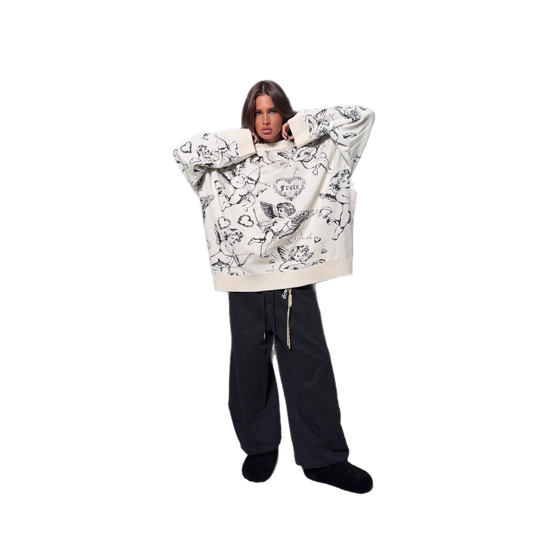 Damer Cozy Oversized Sweater med Kreativt Dyremønster og Casual Snit Stilla