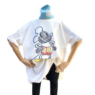 Dame T-shirt med kreativ Mickey Mouse print og afslappet pasform Stilla