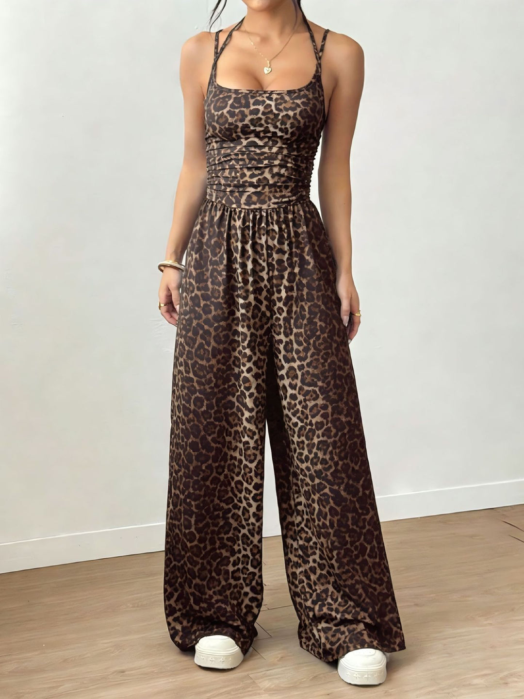 Dame Elegant Jumpsuit med brede ben og spaghetti-stropper Skovae
