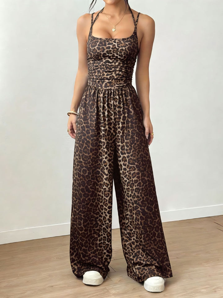 Dame Elegant Jumpsuit med brede ben og spaghetti-stropper Skovae