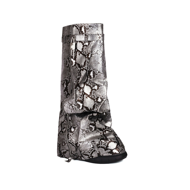 Femme Over-knee Slangeskinds-effekt Stiletto-støvler Stilla