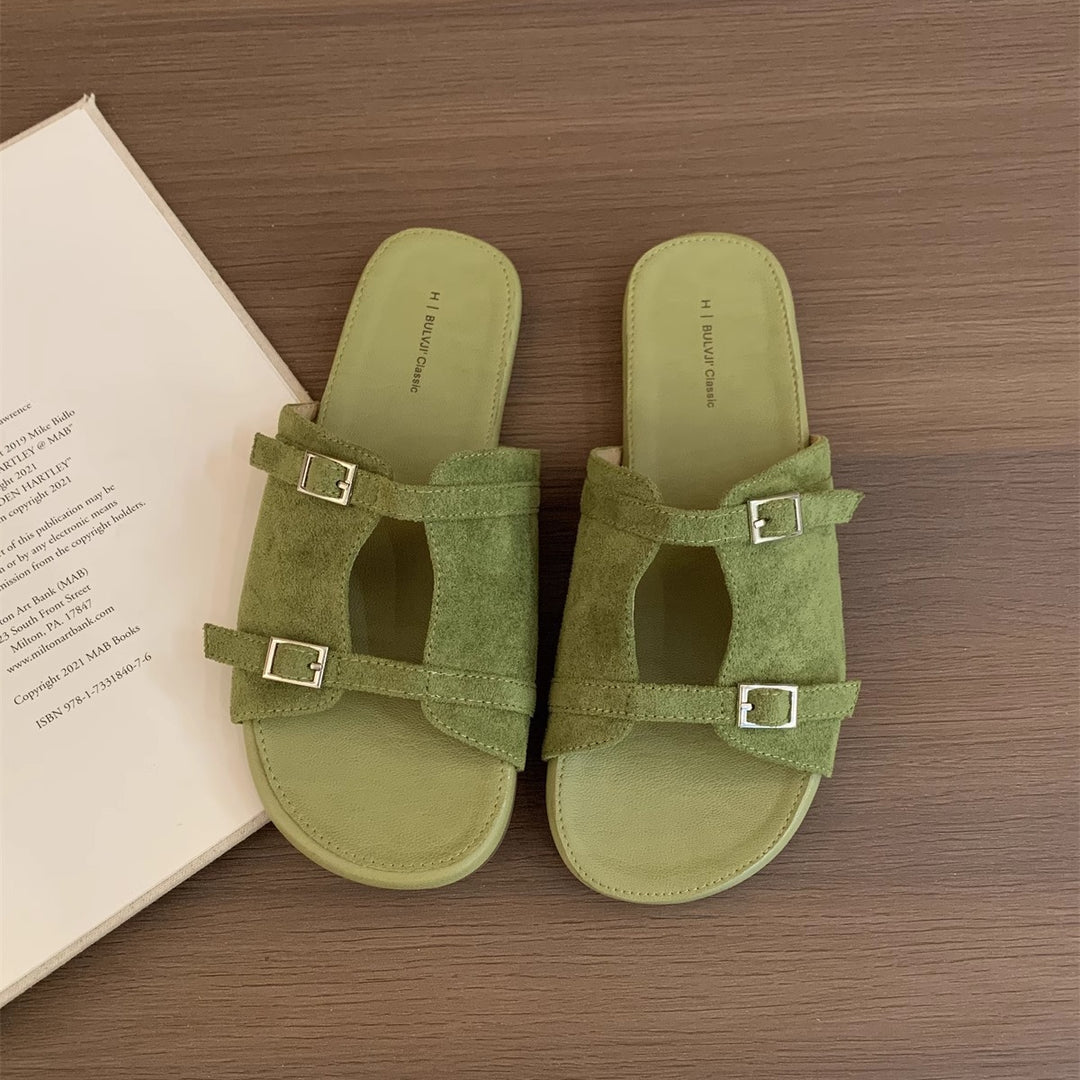 Femme Elegante Slide Sandaler med Dekorativ Spænde Stilla