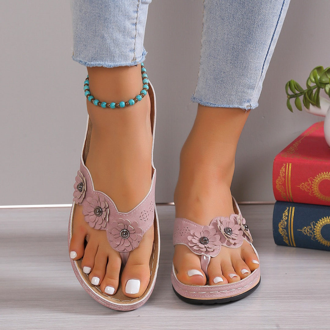 Dame flip-flops med blomsterdekoration og ergonomisk fodseng Stilla