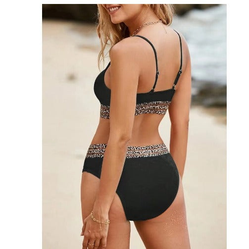 Dame Højtaljede Bikini-sæt med stilfulde Leopardstriber Stilla