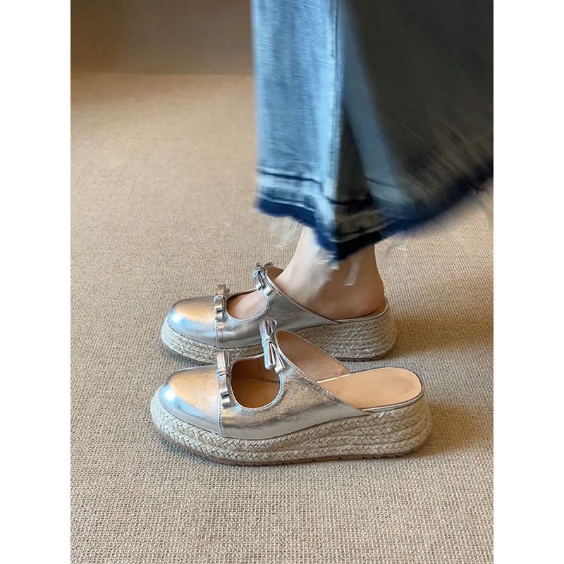 Dame Vintage-stil Mary Jane Espadrille Flats Stilla