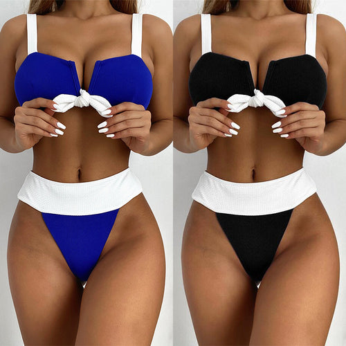 Dame højt skåret bikini med knyttende top Skovae