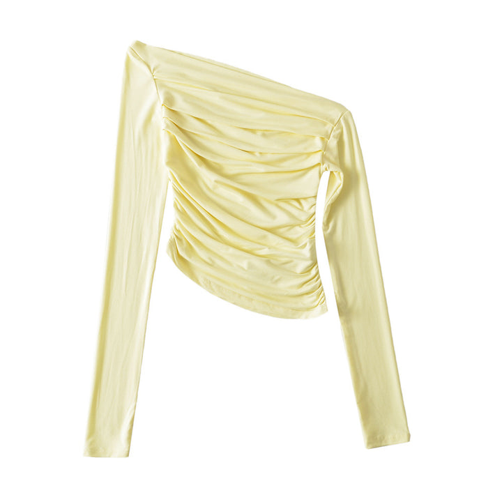 Dame asymmetrisk, ruched overdel med langærmet og elegant design Stilla