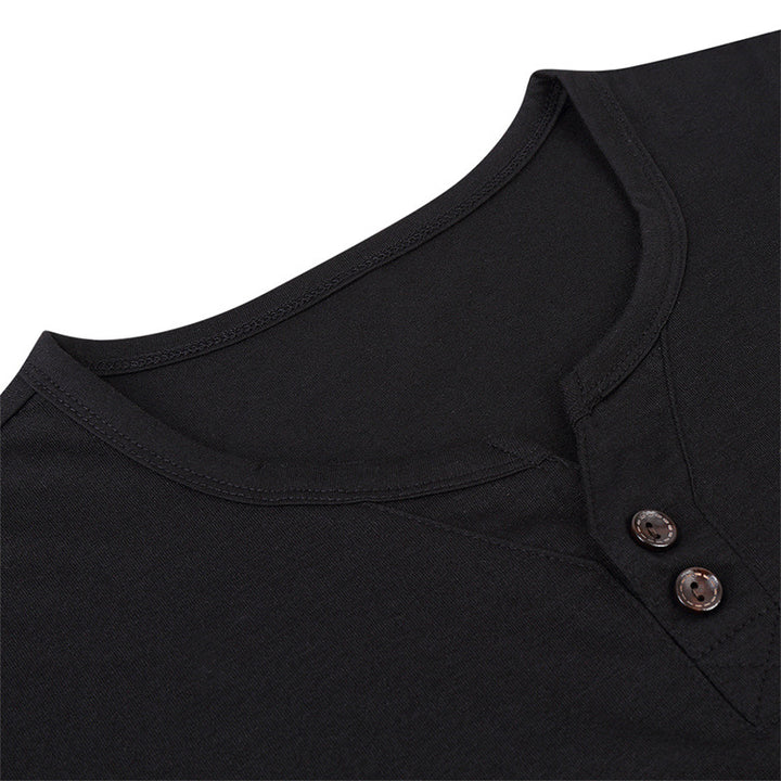 Herrer kortærmet Henley-T-shirt med moderne knapdesign og komfortabel pasform Stilla