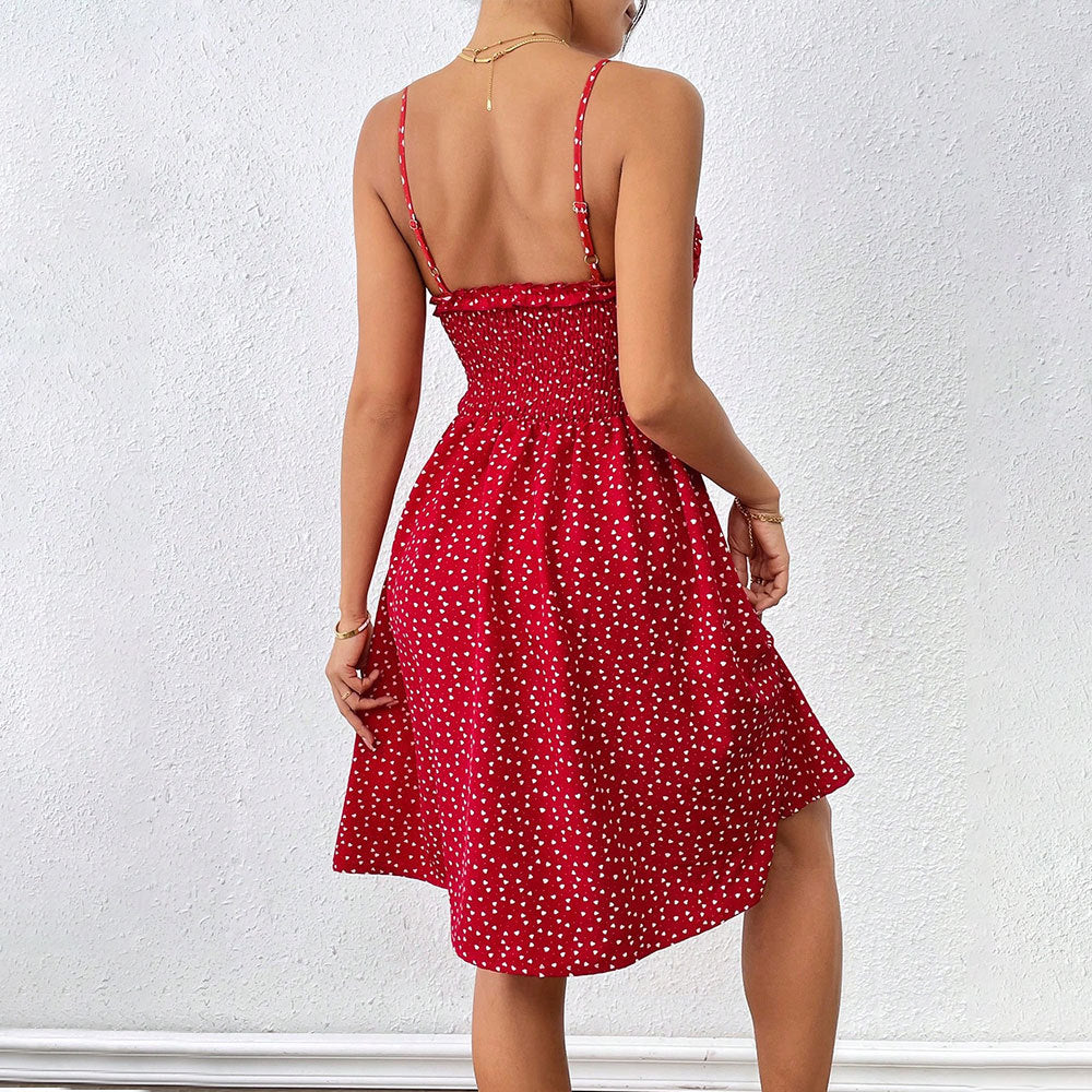 Dames mini kjole med luftig snit og legende flæse detalje Stilla