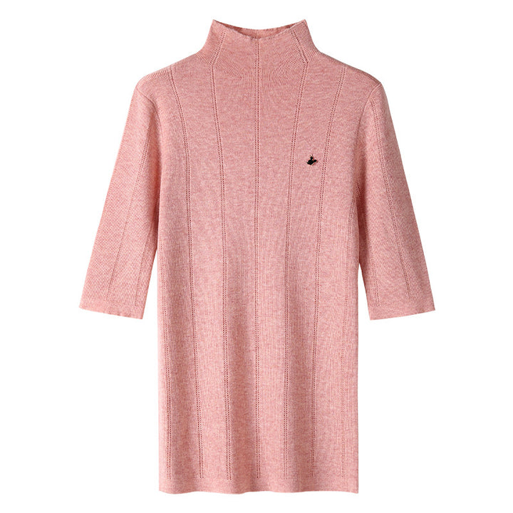 Dame Kortærmet Pullover med struktureret Ribdesign og elegant Ståkrave Stilla