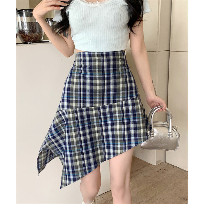 Femme asymmetrisk ternet nederdel Stilla