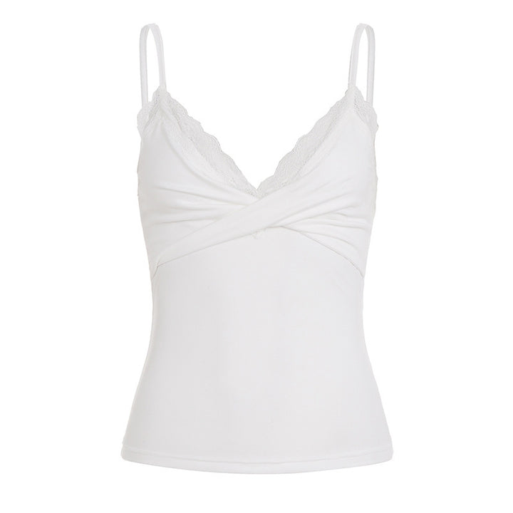 Dame Elegant Spids-Cami-Top med tætsiddende snit og justerbare stropper Skovae