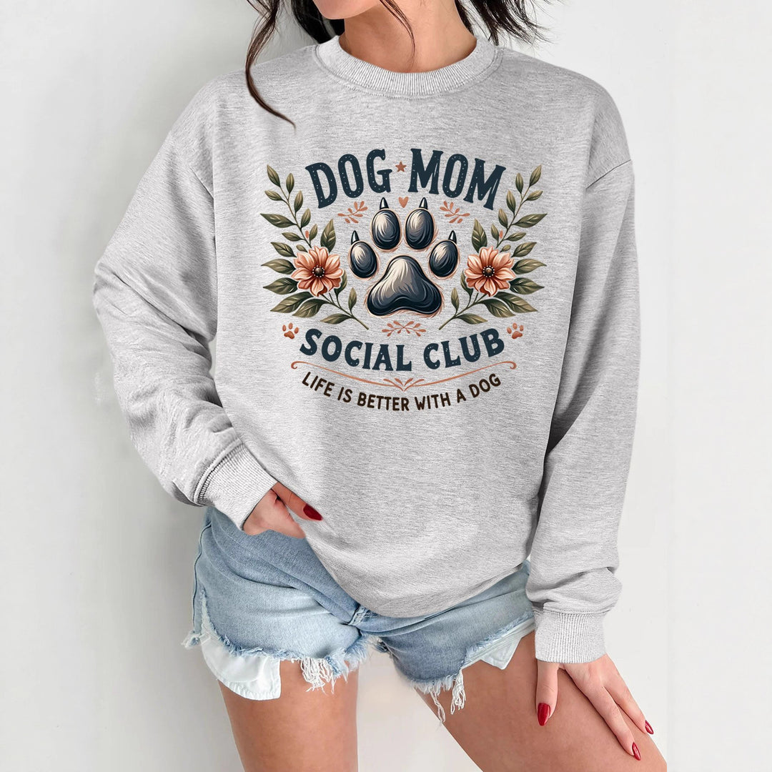 Kvindernes sweatshirt med trendy hundemotiv og forbedret print Stilla