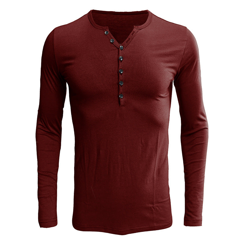 Herrer Langærmet Henley-Shirt i blød jersey med moderigtigt knapdesign Stilla