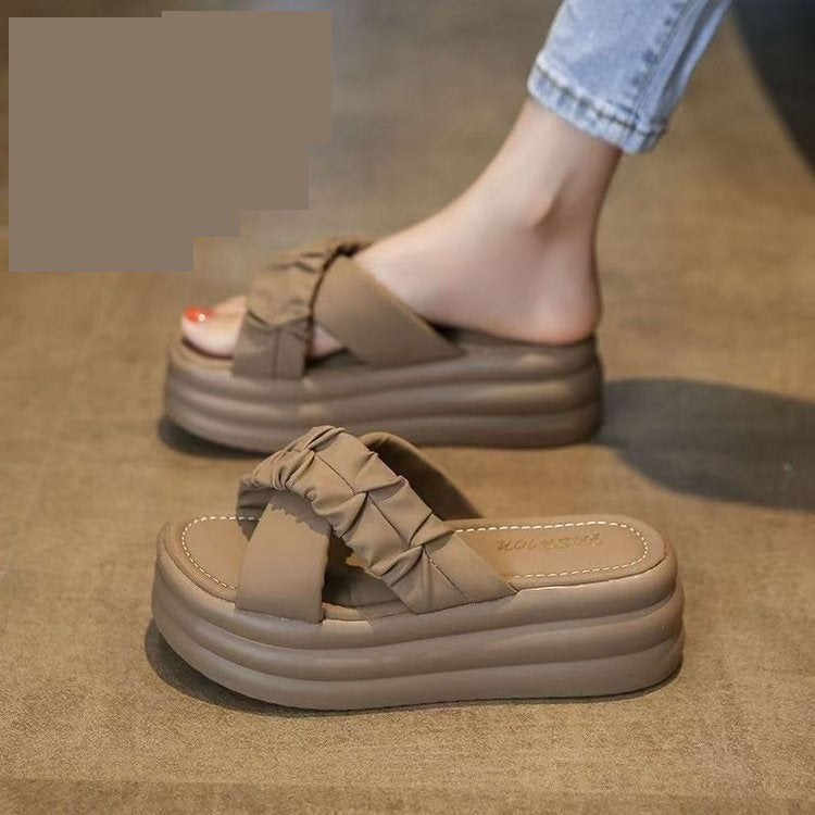 Dame Plateau-sandaler med elastisk rem og moderigtigt frynsedesign Stilla