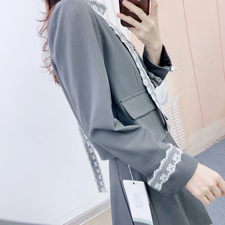 Dame elegant blazer sæt med flettet detalje Stilla
