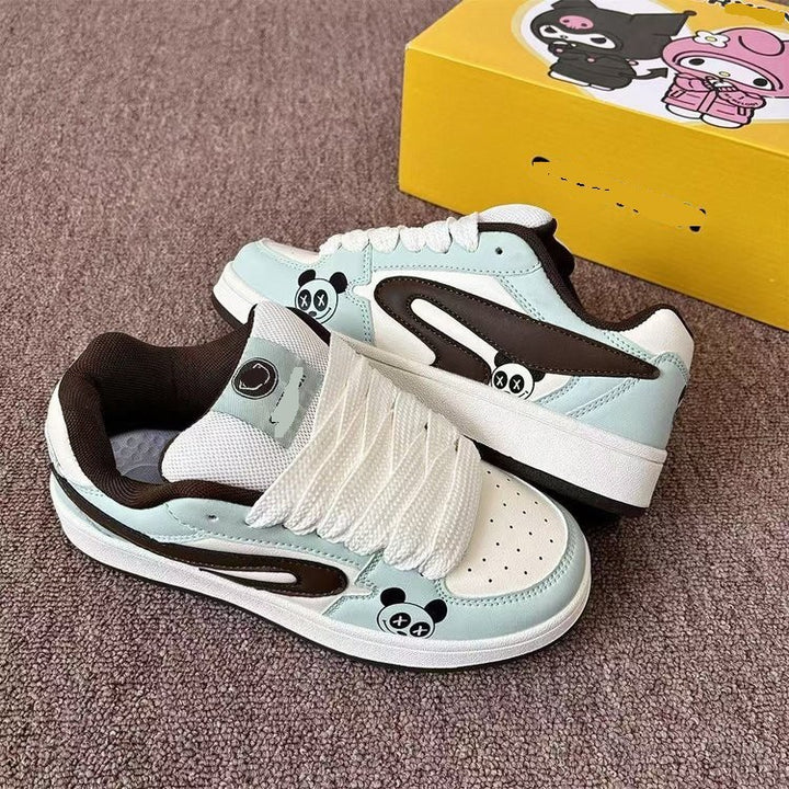 Dame Sneakers i det søde Pandamønster med komfortabel polstret indersål Stilla