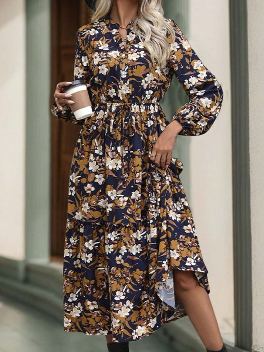 Dame Midi-kjole med flot design, asymmetrisk snit og elastisk bånd Stilla