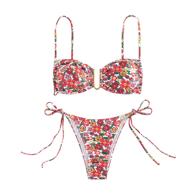Dame blomster mønster bikini med justerbare stropper Skovae