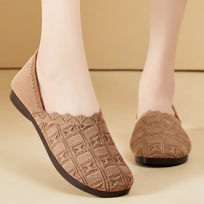 Dame Elegant Slip-On Ballerinaer med åndbar strikoverflade Stilla