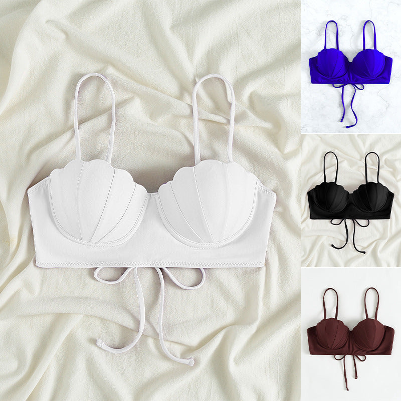 Dame top-bikini med dekorative skåle og justerbare stropper Skovae
