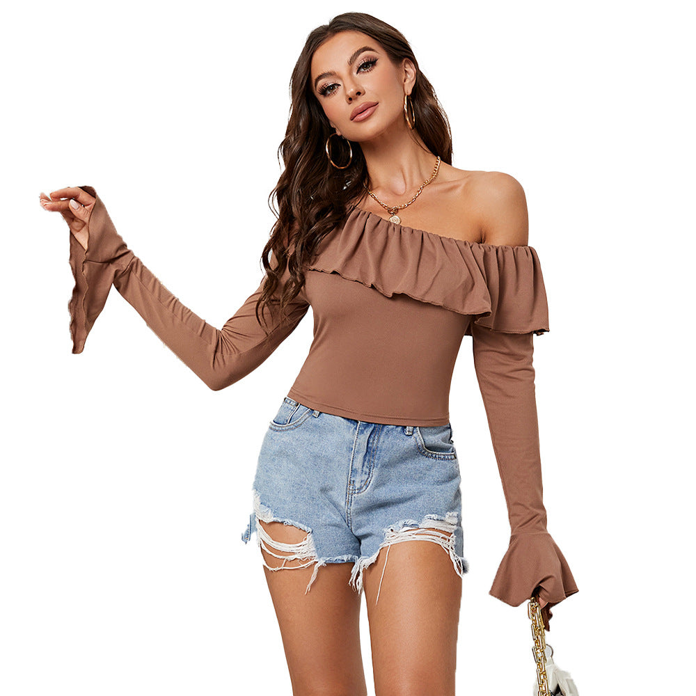 Kvinder asymmetrisk top med voluminøse ruffles Stilla