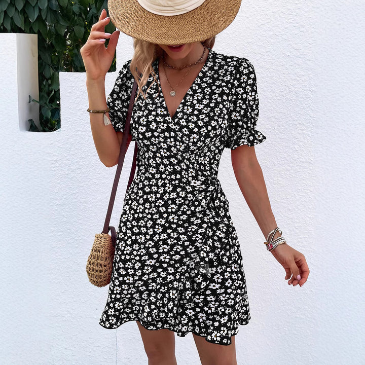 Dame Floral Wrap Mini Kjole Stilla