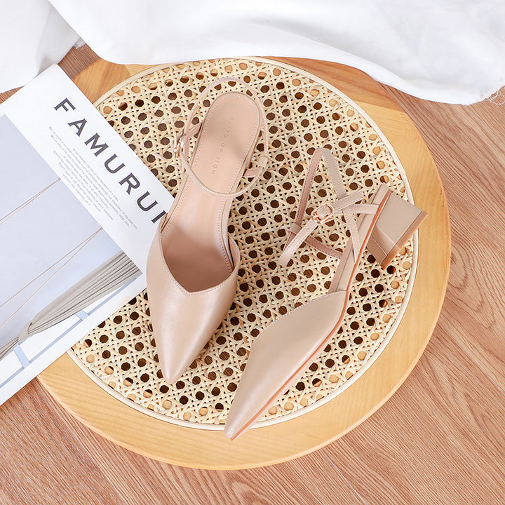 Dame Spitzer-Toe Slingback Pumps med justerbar rem og elegant blokhæl Stilla