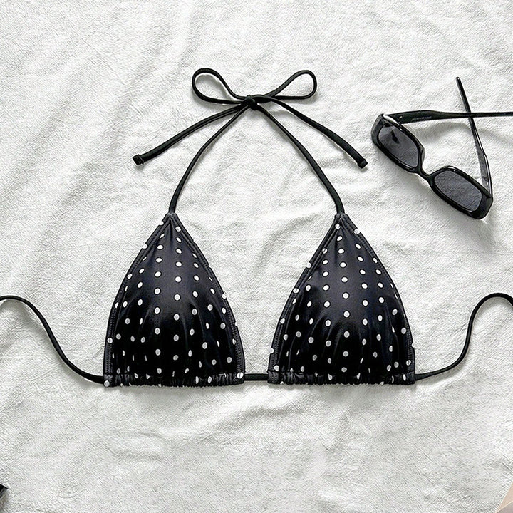 Dame trekant-bikini-top med justerbare stropper og polka dots Skovae