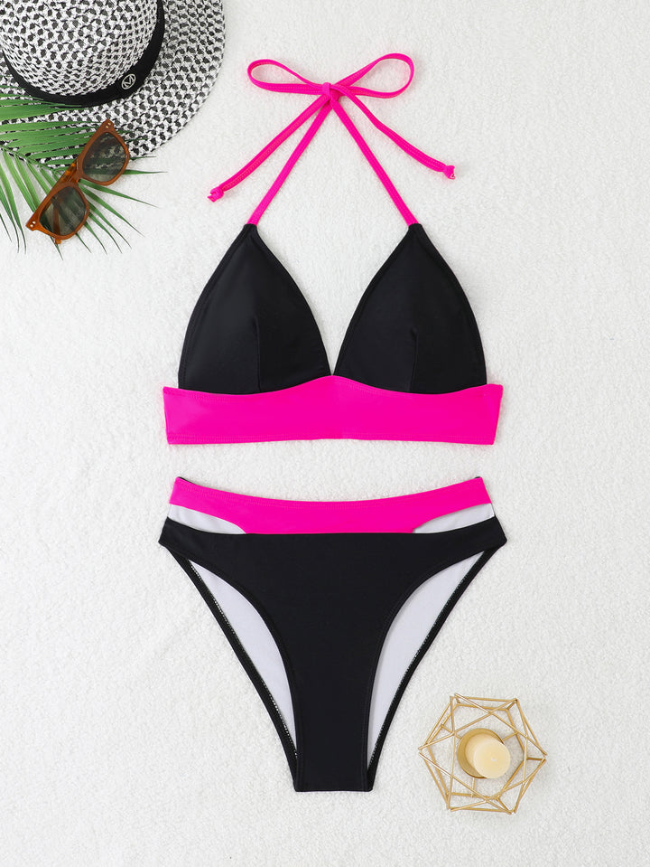 Dame Triangel-Bikini-Sæt med justerbar knude-top og moderne høj snit Stilla