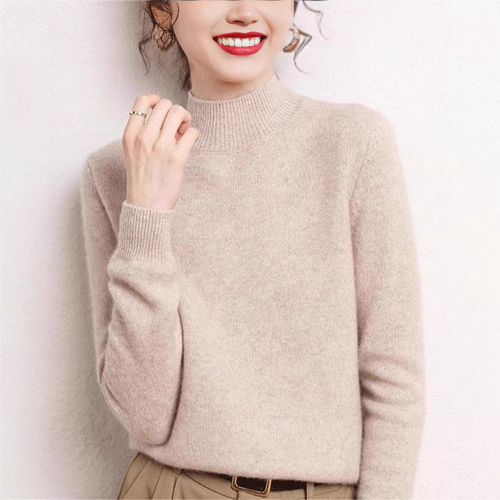 Kvinders cashmere-lignende pullover med høj hals og smalle ærmer Stilla