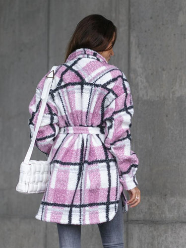 Stilla | Plaid Knap Livrem Jakke Top