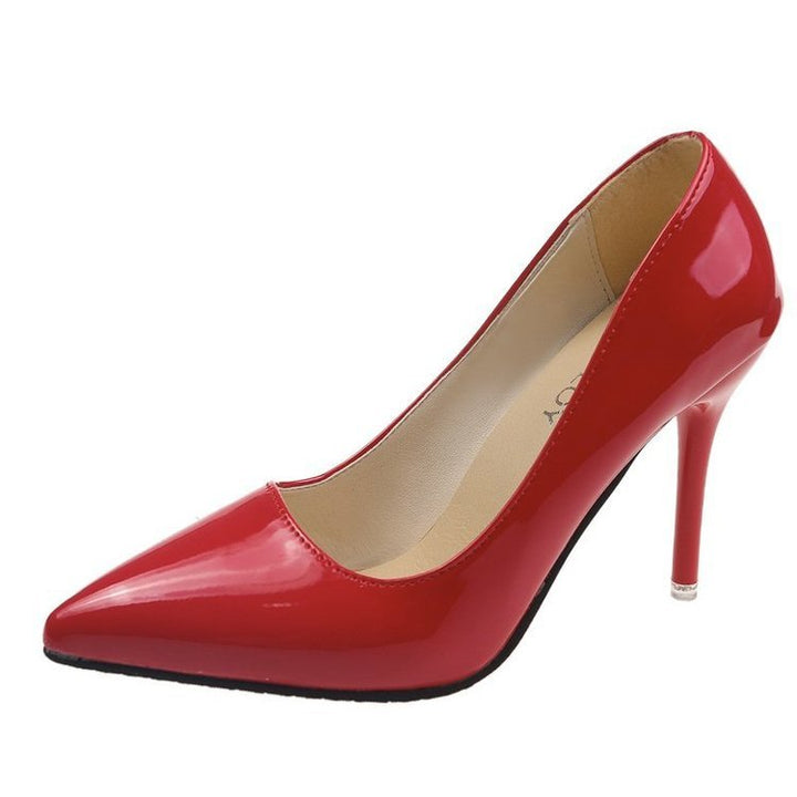 Dame elegante højhælede pumps med spids tåområde og skinnende overflade Stilla
