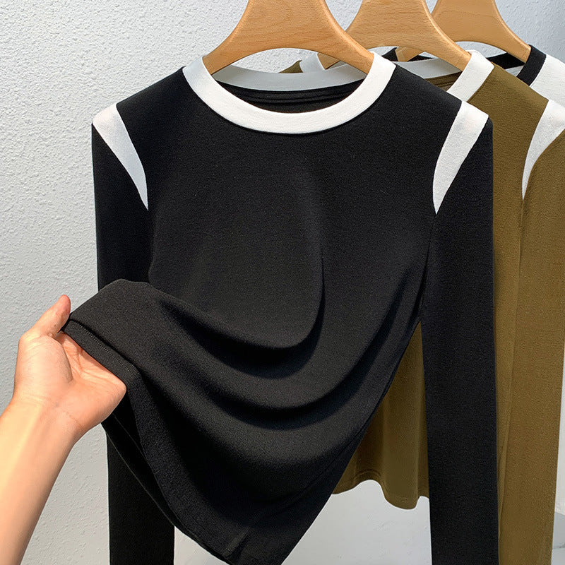 Dame Innovativt Langærmet T-shirt med kontrasterende Ærmelapper og tætsiddende Pasform Stilla