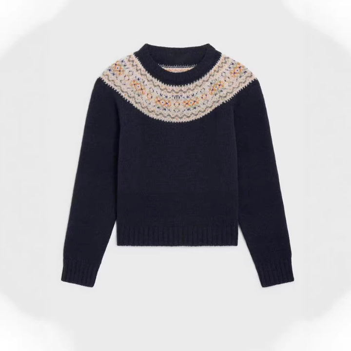 Kvindernes strikkede sweater med kreativt norsk mønster Stilla