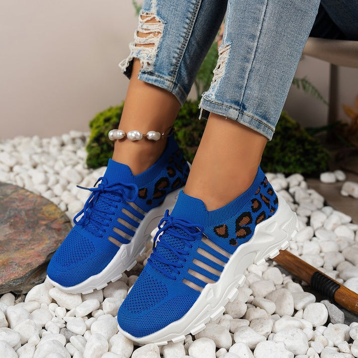 Dame Sporty Komfort Sneakers med stilfuld leopardmønster Stilla