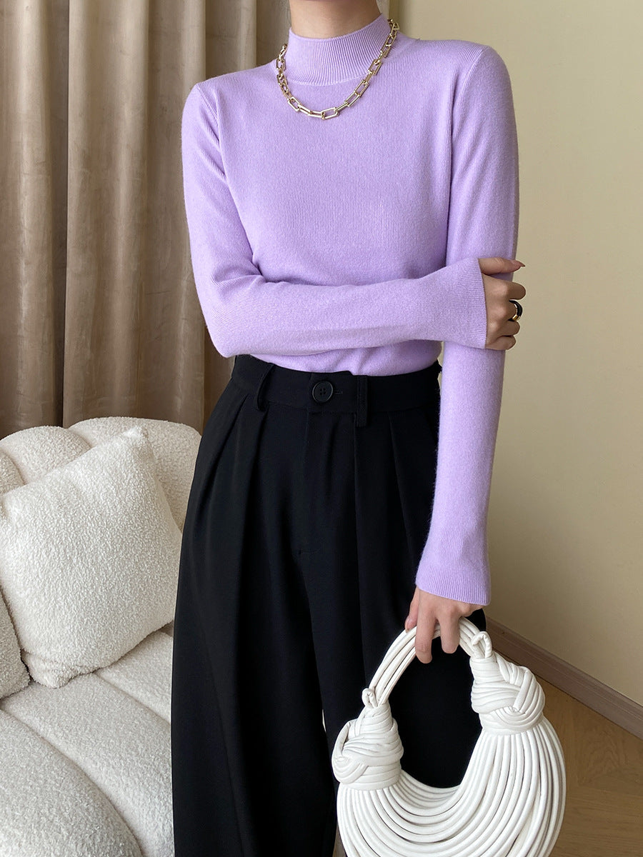 Dame fitted turtleneck top lavet af fint ribstrik Stilla