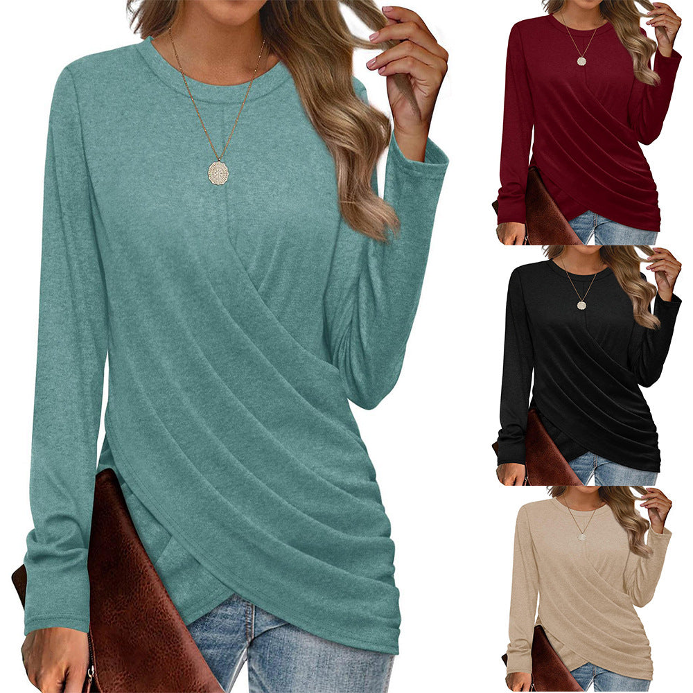 Dame afslappet longsleeve-top med asymmetrisk snit Stilla