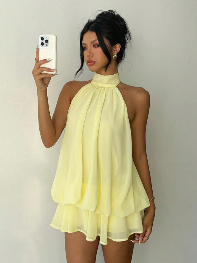 Dame let chiffonkjole med asymmetrisk snit Skovae