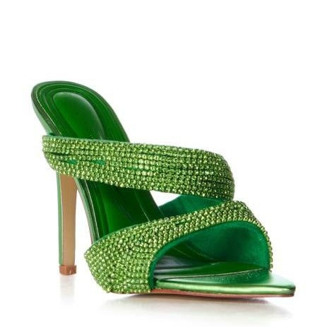 Femme med strass dekorerede high heeled mules Stilla