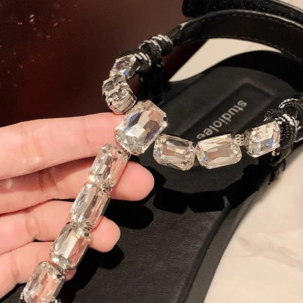 Dame Sandaler med glitrende strasspynt og komfortabel indersål Stilla