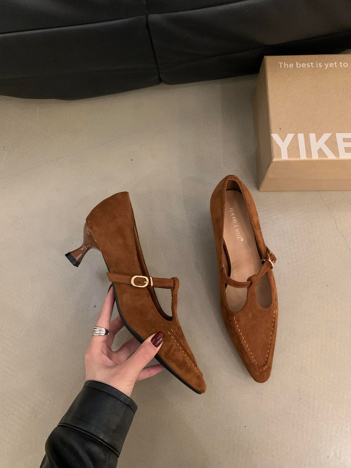 Dame Elegant Spids-Tå Slingback-Pumps med smart T-rem-design Stilla