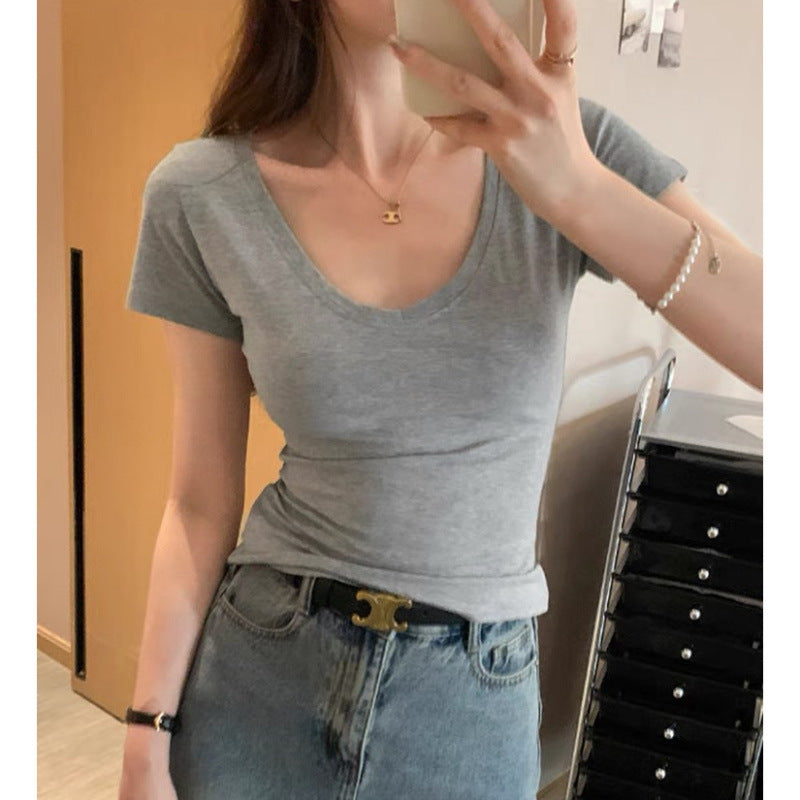Damer Fitted Kortærmet V-udskæring T-shirt Stilla
