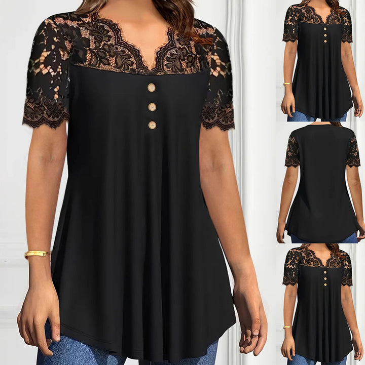 Damebluse med spidsdetaljer Stilla