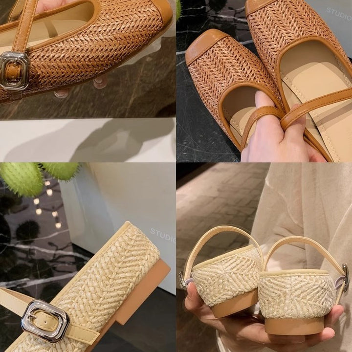 Dame Woven Mary Jane Ballerina med smukt spænde-detalje Stilla