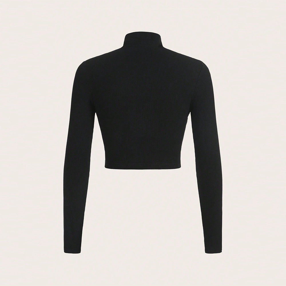 Dame crop top med høj hals design og sofistikeret udskæring Stilla