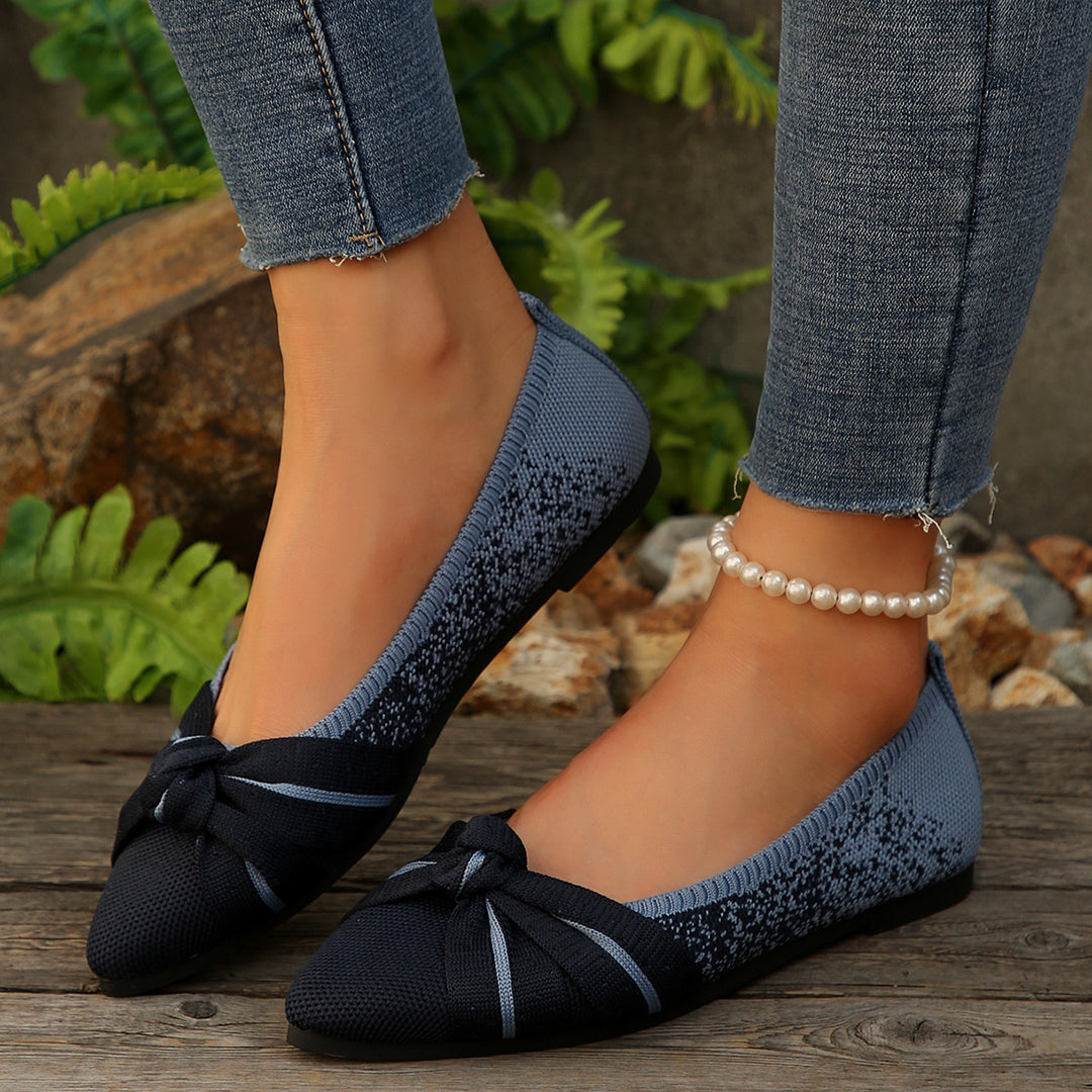 Dame elegante Ballerinas med sløjfedekoration og spids sko design Stilla