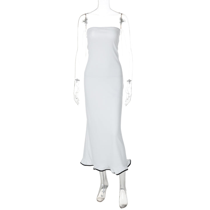 Dame Elegant Maxikjole med trendy stropløs design og svajende kant Stilla